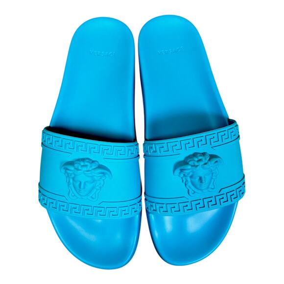 Versace Palazzo Men\'s EU 45 US 12 Sky Medusa Head Blue Pool Slides $395 NIB main image 6